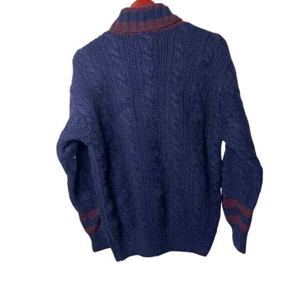Vintage Ralph Lauren blue label 100% lamb wool chunky knit navy sweater sz M - Picture 2 of 8